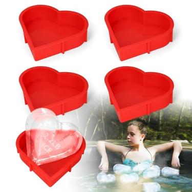 Imagem de Pacote com 4 moldes reutilizáveis de silicone para blocos de gelo de 2,7 kg, extra grande para banheiras de mergulho frio e banhos de gelo, bandejas gigantes de cubos de gelo seguras para freezer