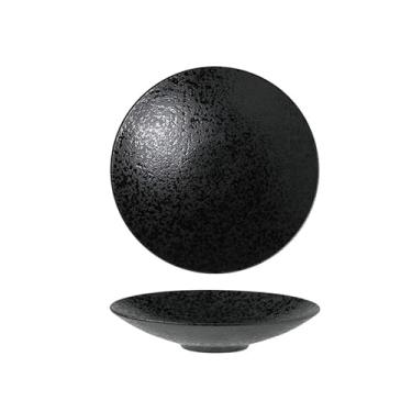 Imagem de Prato de jantar ocidental preto fosco de cerâmica estilo chinês - [Prato de chapéu esmaltado] 25,4 cm