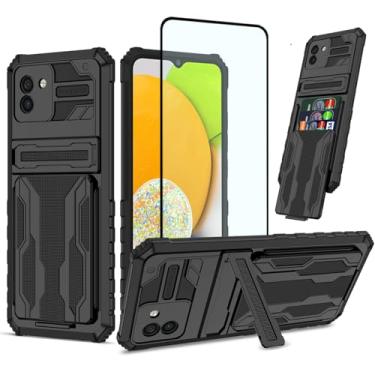 Imagem de KOARWVC Capa de celular para Galaxy A04e, capa carteira para Samsung A04e SM-A042F com protetor de tela, suporte para cartão embutido à prova de choque, capa protetora para celular para Samsung Galaxy