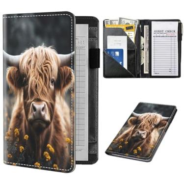 Imagem de Livro de servidor para garçonete, livros de servidor para garçonete com bolso com zíper, lindo livro de garçonete, organizador de garçonete com bolso para dinheiro e avental de servidor com zíper