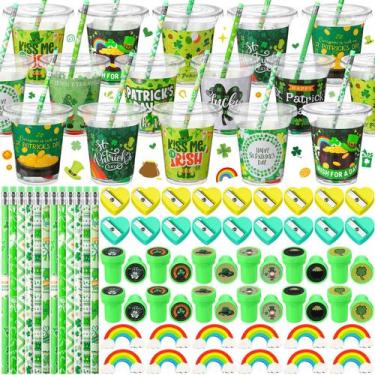 Imagem de Conjunto de papelaria Pickmesh St. Patrick's Day 180 unidades com copo