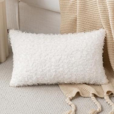 Imagem de Capa de almofada de renda com franja para sofá lombar 30,5 x 50,8 cm romântico moderno art déco fino glamour vintage fronha decorativa princesa fronha para cama sala de estar casamento meninas capa de