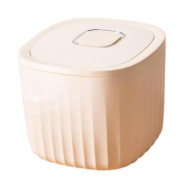 Imagem de Bothyi Balde de cereais, recipiente de arroz, pode ser exibido o dispensador de farinha de grande capacidade para lixo selado para cozinha doméstica de cão, Bege