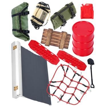 Imagem de RCYouHott RC Crawler Car Decoration Upgrade Parts for 1/18 TRX4M 1/24 SCX24,Luggage Net/Package/Luggage/Sleeping Bag/Fuel Tank/Shovel/Oil Drum/Sand Ladder/Roof Awning,(Green,Red)