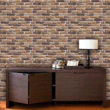 Imagem de Papel De Parede Tijolinho Rústico Em Tons De Marrom - Inove Papéis de 