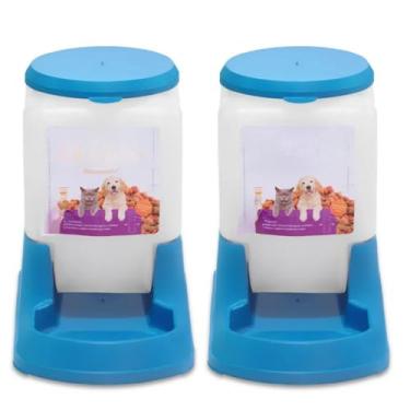 Imagem de Kit Comedouro e Bebedouro para Cães e Gatos Automático Refil 3 Litros(Azul)