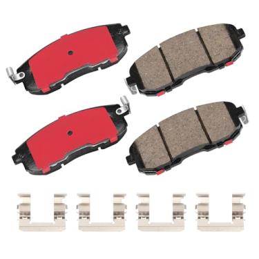 Imagem de Conjunto de pastilhas de freio dianteiras de disco de cerâmica com hardware - Compatível com Select Infiniti G20, G35, I30; Nissan 350Z, Altima, Cube, Maxima, Sentra; Suzuki SX4 (HZ653H)