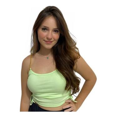 Imagem de Cropped Feminino Alcinha Corrente Com Bojo Modinha - Look Dreams, M - 