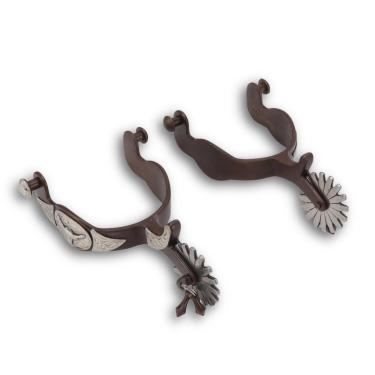 Imagem de Cowboy estilo esporas vintage sela de aço carbono acessórios de engrenagem equestre para treinamento de cavalos adestramento de adestramento fazenda de caça