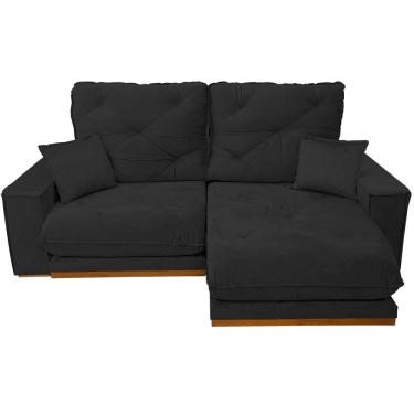 Imagem de Sofá Munique 4 Lugares Retrátil e Reclinável 250cm Tecido Veludo Boareto Cor Preto