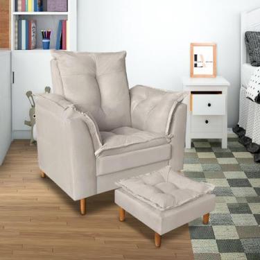 Imagem de Poltrona Luxo Para Amamentação Mães Descanso Com Puff para Sala Quarto