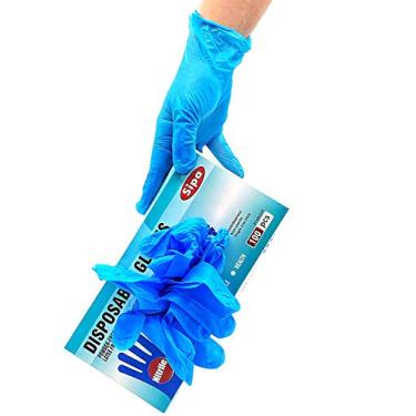 Imagem de Luvas descartáveis de nitrilo SIPA de 2,8 mm, pacote com 100, sem látex, sem pó, luvas de trabalho para alça de alimentos ou uso industrial (Grande)