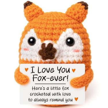 Imagem de Mini Fox I Love You Gifts for Her Him, Birthday Anniversary Women Men Gifts for Girlfriend Boyfriend Couple Romantic Wedding Engagement, Christmas Stocking Stuffer Crochet Fox Present for Wife Husband
