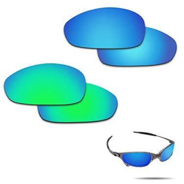 Imagem de Fiskr Lentes polarizadas de reposição para óculos de sol Oakley Juliet com revestimento antiarranhões, água salgada e antipoeira (azul gelo e verde esmeralda)