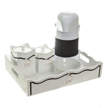 Imagem de Kit Higiene Com Capa Fantasia Marinho Âncoras Quarto Bebê - Potinho de