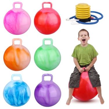 Imagem de Ioffersuper Kit de 6 bolas saltitantes com alça para saltar ao ar livre - pacote com 6 lâmpadas infundibular de 45,7 cm com alças