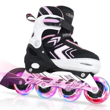Imagem de Nattork Patins ajustáveis em linha, patins em linha para meninas com rodas totalmente iluminadas, patins para iniciantes divertidos e iluminadores para crianças meninos e mulheres