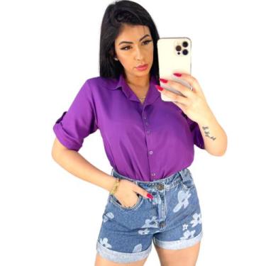 Imagem de camisa social feminina chamise manga 3/4 lisas luxo premium - atrative