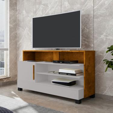 Imagem de Rack Pipa Off White/Naturalle - Bechara Móveis