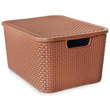 Imagem de Caixa Organizadora Rattan Marrom 15L com Tampa - Arqplast