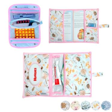 Imagem de Necessaire Porta Remédios Portátil + Porta Fraldas, lenço Umedecido e Pomada + Porta Caderneta de Vacinação Para Bebê(FOX)