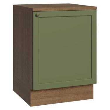 Imagem de Balcão de Cozinha 60 cm 1 Porta Vik Madesa, Rustic/Verde