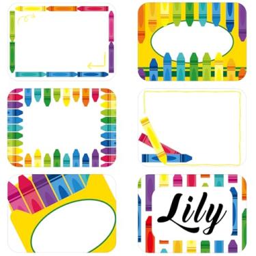 Imagem de Nezyo 144 adesivos de giz de cera para sala de aula, adesivos autoadesivos coloridos para placa de identificação, etiquetas de mesa de 9 x 6 cm para sala de aula, estudantes, professores, material de