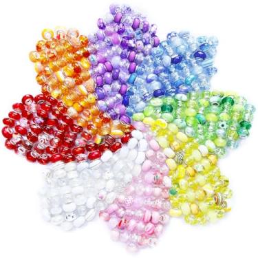 Imagem de Exway Contas espaçadoras europeias de grandes orifícios, 200 peças de varinhas de fadas com furo grande para decoração de estacas, contas de murano, contas de cristal para bricolage, pulseira, colar