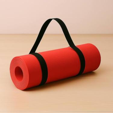 Imagem de Tapete de Yoga EVA 5mm 170x55cm – Leve, Antiderrapante e Lavável | Para Yoga, Pilates e Alongamento | Com Alça de Transporte (Vermelho)