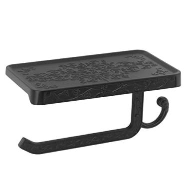 Imagem de FTVOGUE Porta de Higiênico de Alumínio Espacial, para Banheiro de Cozinha ou Banheiro de Casa Montado Em Parede de Parede de Higiênico Com Prateleira de Telefone, Suporte Fácil de Laminação de (A)