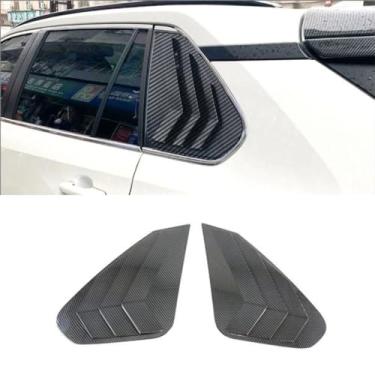 Imagem de Acabamento de janela de triângulo traseiro de carro compatível com RAV4 2020+ Kit de tampa de acabamento de janela de ventilação lateral traseira acessórios de carro (aparência de carbono)