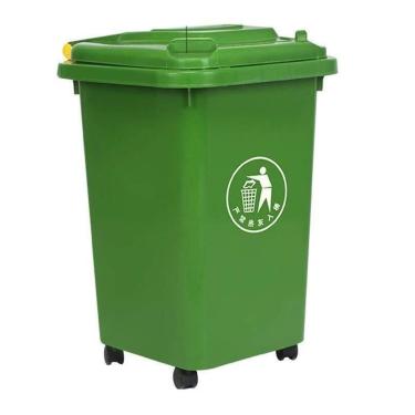 Imagem de Lixeira Shopping Lata Lixo Com Rodas Lata Lixo Externa Fácil Mover Caixa Lixo Doméstica Espessa Latas Lixo Internas/externas(Green,50L)