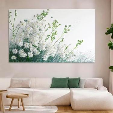 Imagem de Quadro Decorativo Floral Pintura Campestre, Tela em Canvas na Horizontal ideal para ambiente de Sala de estar, jantar, reuniões, Quarto e Hall de entrada