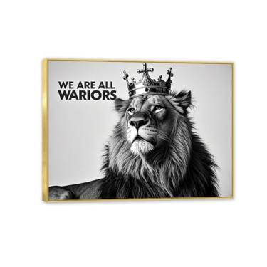 Imagem de Zeichn8u Tela inspiradora arte de parede animal pôster motivacional preto e branco coroa de leão presentes de incentivo inspirador para homens imagem de afirmações positivas 90 x 70 cm (91.4x71.1 cm