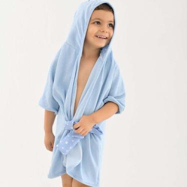 Imagem de Roupão Infantil de Push com Capuz Bordado - Bublim, Leao azul