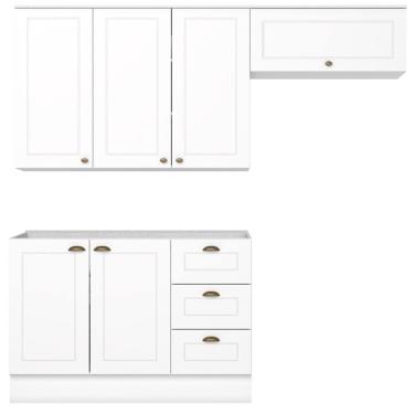 Imagem de Cozinha Modulada 3P Balcao Sem Tampo 200 cm Americana Branco Henn