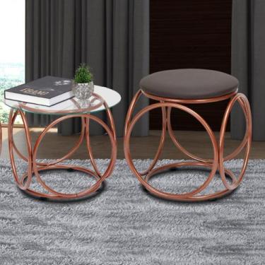 Imagem de Mesa de Centro Tampo de Vidro 41x40 Cm Sofia Bronze - Fil Móveis