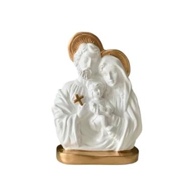 Imagem de Estátua Sagrada Família em Gesso (Branco e Pérola), 15 cm Altura para Decoração Religiosa Escultura Decorativo Presente Católico Imagens Lembrança Filho Mãe