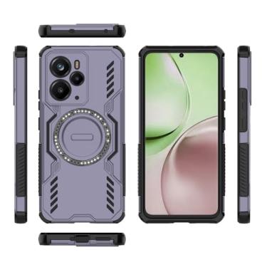 Imagem de Elubugod Capa compatível com Realme 14T 5G, compatível com MagSafe, compatível com Realme 14 5G RMX5078 RMX5075 dissipação legal anti-queda capas de celular roxas