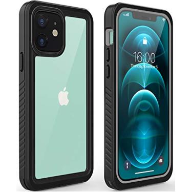 Imagem de Capa Diverbox para iPhone 12 à prova d'água, à prova de choque, poeira IP68, capa rígida integrada, protetor de tela embutido para uso externo à prova d'água para iPhone 5,7 polegadas (transparente)
