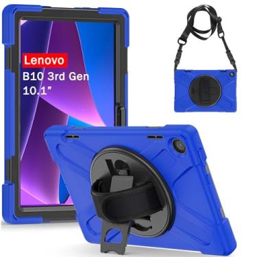 Imagem de Junfire Capa À Prova De Choque Para Lenovo Tab M10 3ª Geração 10.1" 2022, Resistente E Com Alça Mão/Suporte Giratório 360°/Alça Ombro Tb-326Fu/Tb-328Xu, Azul