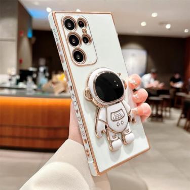 Imagem de Capa de telefone astronauta para Samsung Galaxy S23 FE S24 S22 Ultra Plus A55 A35 A25 A15 A14 A34 A54 Love Heart Suporte dobrável de silicone, branco, para Samsung Galaxy A54 5G