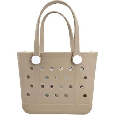 Imagem de Hixulam Pequena bolsa de borracha feminina - linda bolsa esportiva para viagens, dias na piscina, academia e uso diário, design leve e durável, Amêndoa, Small