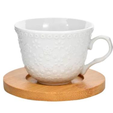 Imagem de Jogo Xícara para Café 6un Porcelana e Pires Bambu  - Rio de Ouro