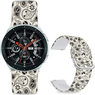 Imagem de Sjiangqiao Pulseiras estampadas com padrão compatíveis com Samsung Galaxy Watch de 46 mm/Watch 3 de 45 mm/Gear S3 Frontier/Classic/Pebble Time/V de silicone de 22 mm para homens e mulheres. (gota de