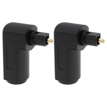 Imagem de eMagTech 2 peças TosLink adaptador de áudio óptico angular 90 graus conector óptico macho para fêmea para TVs, receptores AV, sistemas de home theater