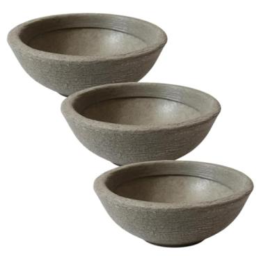 Imagem de vaso para plantas e flores mini cuia bacia 22cm cactos suculentas decoração (Cimento, 3 unidades)