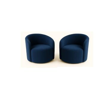 Imagem de Kit 02 Poltronas Curva Orgânica Nature Gaia Suede Azul Marinho - Montanaris Decor