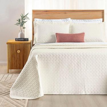 Imagem de Kit Cobre Leito Colcha Marley Casal Dupla Face - Palha