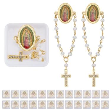 Imagem de ORIGACH Broche de lapela de rosário em memória de Nossa Senhora de Guadalupe com caixa de presente lembrancinhas religiosas católicas para primeira comunhão e batismo para convidados Recuerdos De